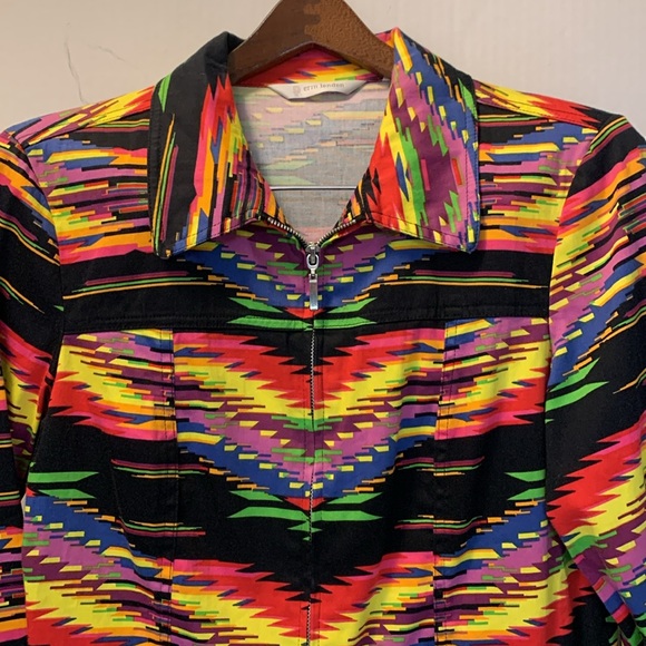 Erin London Jacket Full Zip Size S Bright Vibrant Geometric Pattern - Picture 9 of 9